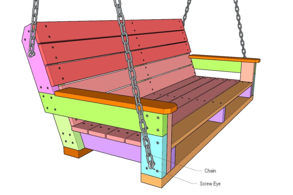 attaching chain to the DIY Swing Bench